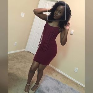 Fringed maroon dress